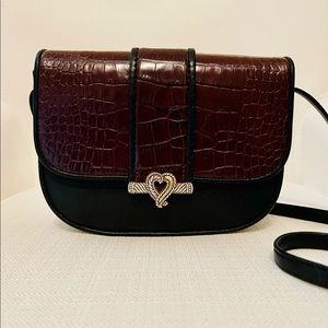 Brighton Leather Croc Crossbody with Heart Clasp
